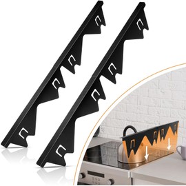 Stainless Steel Stove Gap Covers, 2PCS Stove Gap Filler, Stove Guard for Kitchen Counter Oven Gap Filler, Heat Resistant and Easy to Clean, Range Trim Kit, Retractable Length 13.8" to 27.5", Black