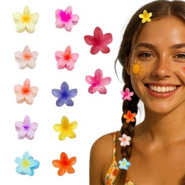 Flower Hair Clips, 12Pcs Floral Hair Accessories for Women, Festival Hair Clips with Claw Design, Vibrant Colors for Beach, Weddings, Daily Hairstyling