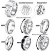RIOSO 16Pcs Men's Stainless Steel Rings Cool Silver Band Ring