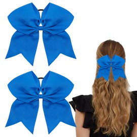 8 Inch Large Cheer Bows for Cheerleaders,Cheerleading Bows,Cheerleader Bows,Hair Accessories for Girls,Cheer Ponytail Hair Piece,2 Pcs Navy Blue Hair Bows for Girls