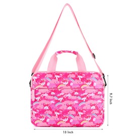 Foxstory 12 Inch Kids Tablet Bag for Girls, Tablet Carrying Case Sleeve Bag for Girls 10 Inch, Unicorn Pink