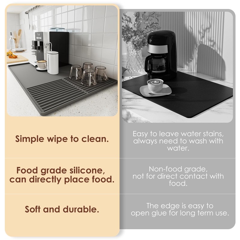 WUDIALIEN Silicone Coffee Mat with Raised Edges, 24'' x 16''
