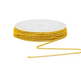 YoungJewl 30 Feet Ball Chain 1.5mm Small Brass Bead Chain Jewelry Making Chains with 20pcs Connectors for DIY Necklace Hanging Ornament Tags Bracelets Keychain Craft (Yellow)