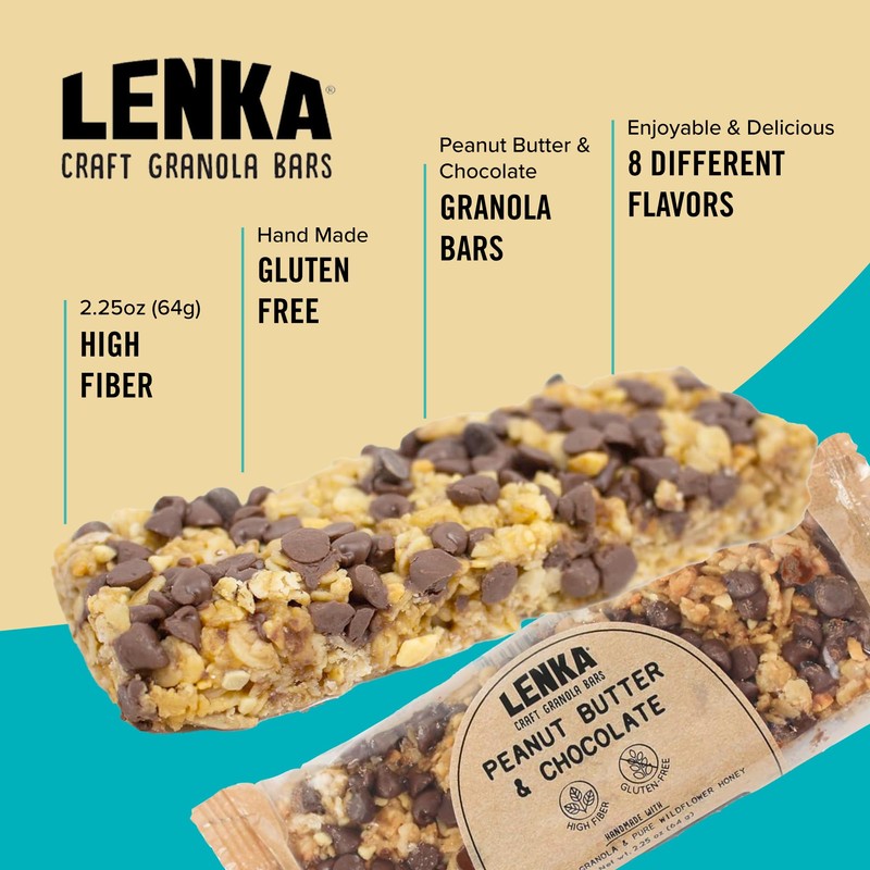 Lenka Bars - Peanut Butter & Chocolate Snack Bars, Gluten