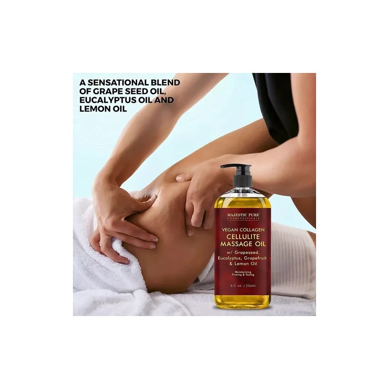 Aceite De Masaje Majestic Pure Colágeno Vegano Celulitis Eucalipto 236
