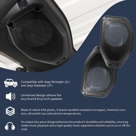 Phlosiyz 6.5" Speaker Pod Adapters + Mesh Grilles for Jeep Wrangler JL & Gladiator JT (2018-2024) – Direct Fit Rear Speaker Mounting Brackets & Dust Covers (Set of 2)