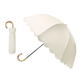 Pink trick Parasol, Foldable, Fully Blackout, For Both Rain and Shine, 2 Tiers, 19.7 inches (50 cm), Cute, Women's, Scallop, Ruffle, Plain, Folding Umbrella, Glass Fiber, OW/Off White