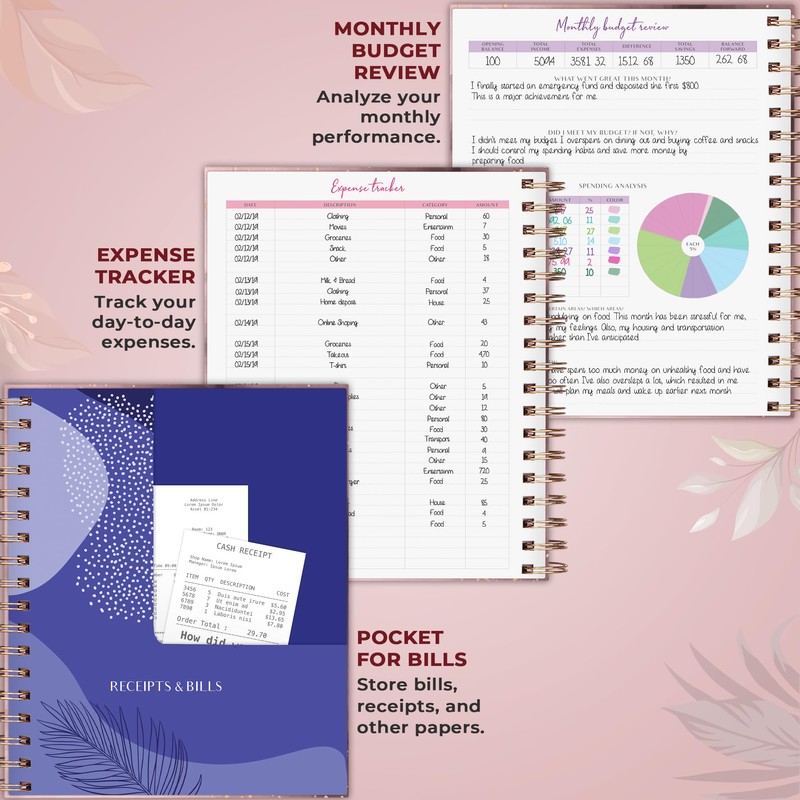 PLANBERRY Large Budget Planner & Monthly Bill Organizer with Pockets