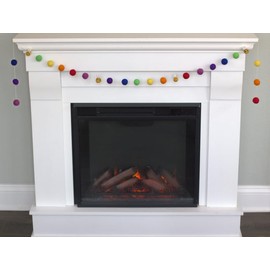 Bumble Bee Felt Ball Garland- 1" Balls, 1.75"Bees- 100% Wool- Rainbow ROYGBIV- Spring Mantle Banner, Summer Shelf Home Decor, Gift, Baby Shower Nursery, Mother's Day