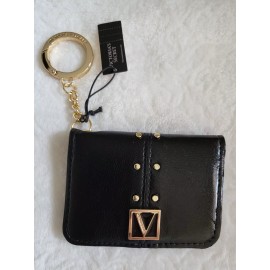 Victoria's Secret Soft Card Case Wallet Keychain Charm Black New