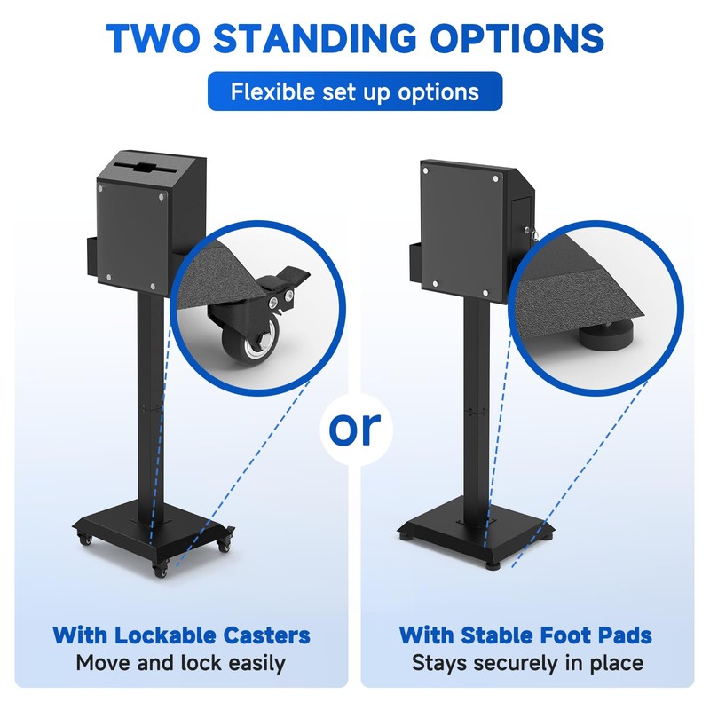 Freestanding Ballot Box Collection with Silent Caster Wheels: Secure and