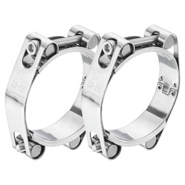 sourcing map 2Pcs T-Bolt Hose Clamp, 304 Stainless Steel Intake Soft Hose, Clamp Range 55-65mm for 2.56" Hose ID, T-Clamps for Automotive, Intercooler, Radiator, Silver