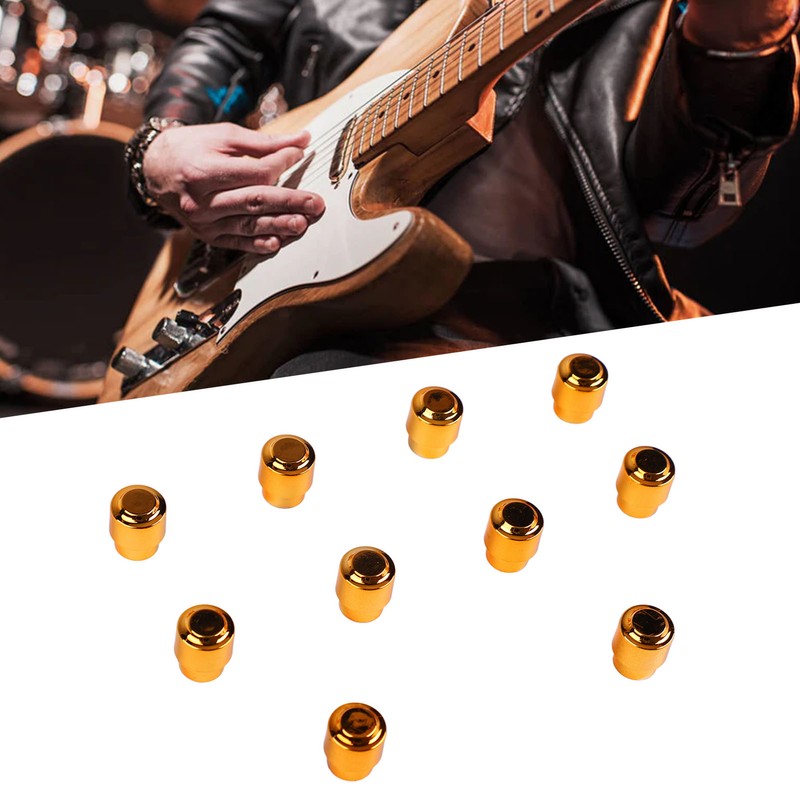 10PCS Electric Guitar Pickup Switch Tip Gold Round Retro Plastic