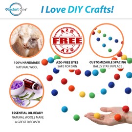 Glaciart One Felt Ball Garland - Pom Pom Garland – 2 x 7ft | 2 x 32 Pcs | 1” Balls - Gender Neutral Colors, Pom Pom Decorations, Nursery Decor, Bunting, Birthday Party Decorations, Easter, Photo Prop