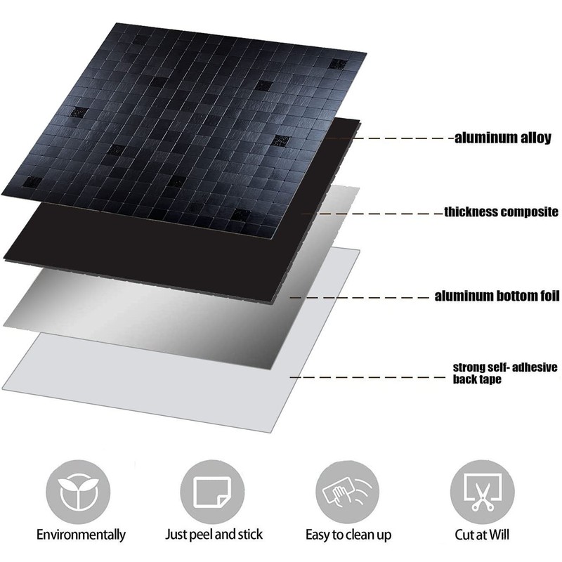 XUANINY 10-Piece Self-Adhesive Metal Backsplash, Peel and Stick Tile for