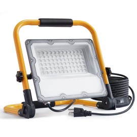OUSIDE 50W LED Work Light with Switch and 157.5 IN Cable, 5000LM Construction Light, 500W Equivalent 6500K Portable Working Lights with Stand, IP66 Waterproof Job Site Light for Construction Site