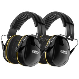Dr.meter Hearing Protection Ear Muffs, 31dB Noise Reduction Safety Earmuffs with Adjustable Headband for Adults Kids Autism Sensory, Ear Muff for Yard Work, Mowing or Hunting Black 2PACK