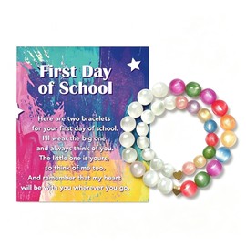 Gloraine First Day of Kindergarten Mommy & Me UV Beaded Bracelets for Girls
