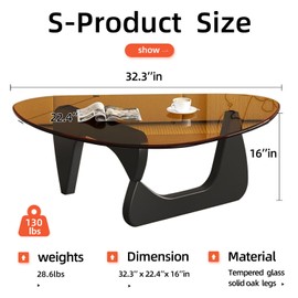 Modern Glass Coffee Table for Living Room, Small mid Century Modern Coffee Table, Sleek Coffee Tables, Suitable for Bedroom Living Room Reception Office Tables（Black/Brown，Small）