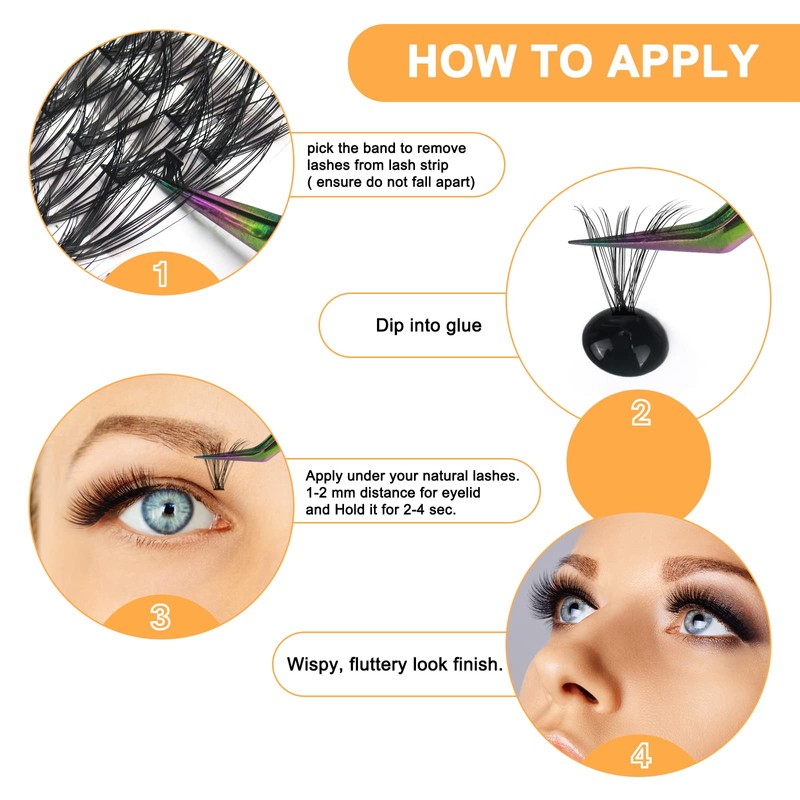 Lash Clusters 30D-0.07D-9-15MIX B&Q Lash Individual Lashes 280 Clusters False