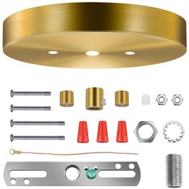 MAYOMAJO 6 Inches Light Fixture Ceiling Canopy Kit Pendant Light Canopy Plate Cover with All Mounting Hardware for Chandelier Pendant Light (Brass)