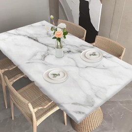 LOVE HOME DAY Fitted Tablecloth Elastic Edge Table Cover White Abstract Marble Art Waterproof Outdoor Table Cloths Grey Stone Nature Agate Tablecloth for Holiday Party Banquet Events 3ft Tables Decor