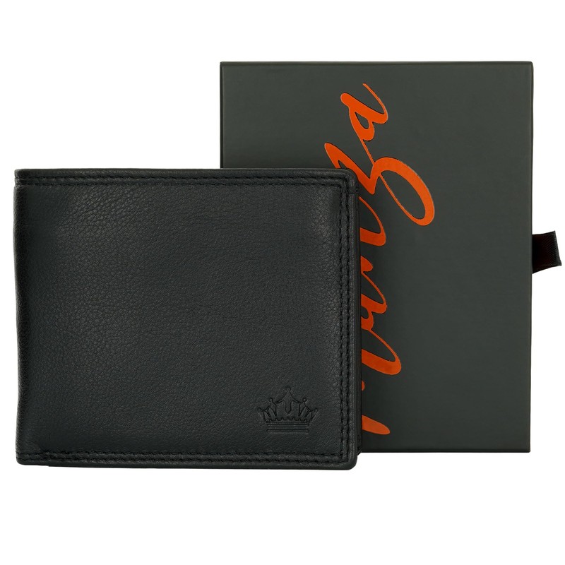 Manza Men's Leather Wallet with RFID Protection and Secret Compartment,
