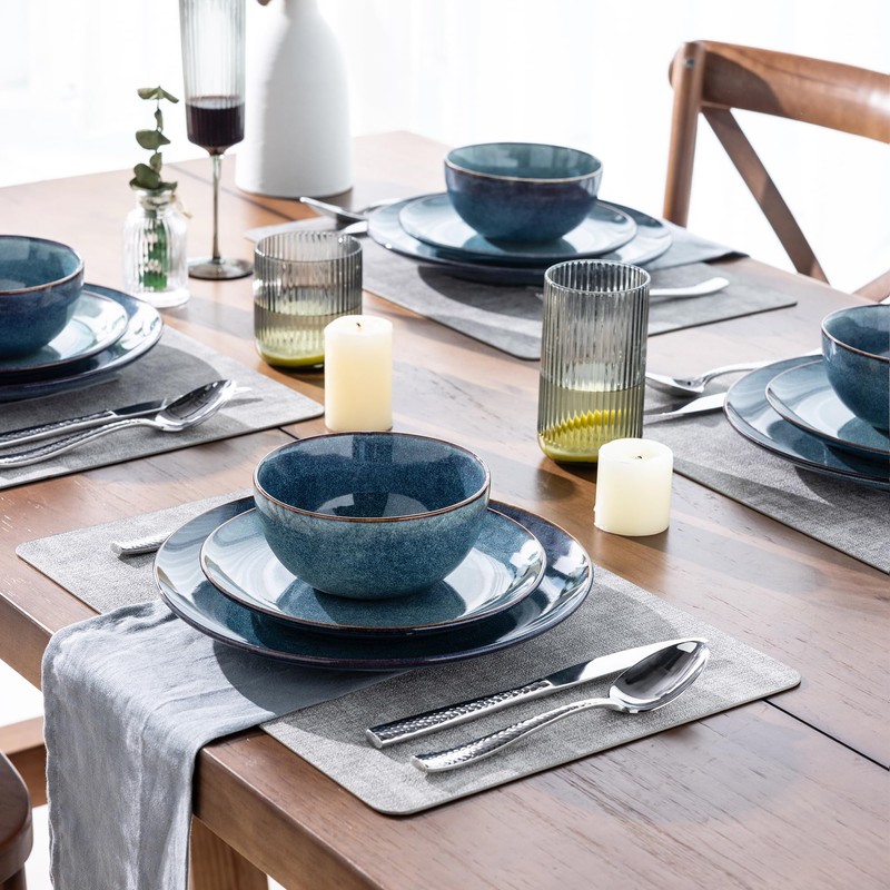 AmorArc Ceramic Dinnerware Sets for 4, 12 Pieces Handpainted Plates