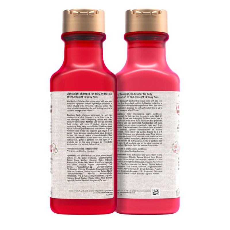 Maui Moisture Lightweight Hydration + Hibiscus Water Shampoo + Conditioner,