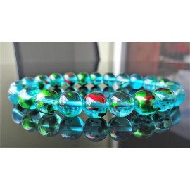 RAYON Aqua Splash Gemstone bead bracelet for Men Stretch 10mm - 8" inch Multicolor