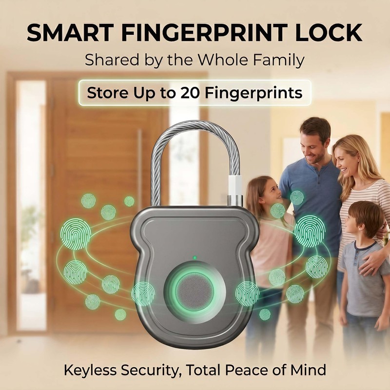 2026 Upgrade Smart Fingerprint Padlock - Keyless Lock with High-Resolution