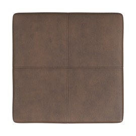 HomePop Decorative Small Square Gold Metal Ottoman | Ottoman Stool for Living Room & Bedroom | Decorative Home Furniture (Brown Faux Leather)