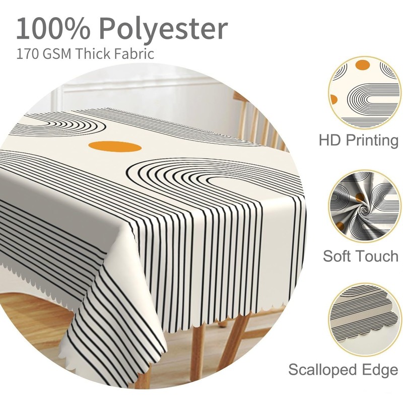 TTQYFNM 60x60inches Boho Mid Century Square Tablecloth Minimalist Abstract Arch