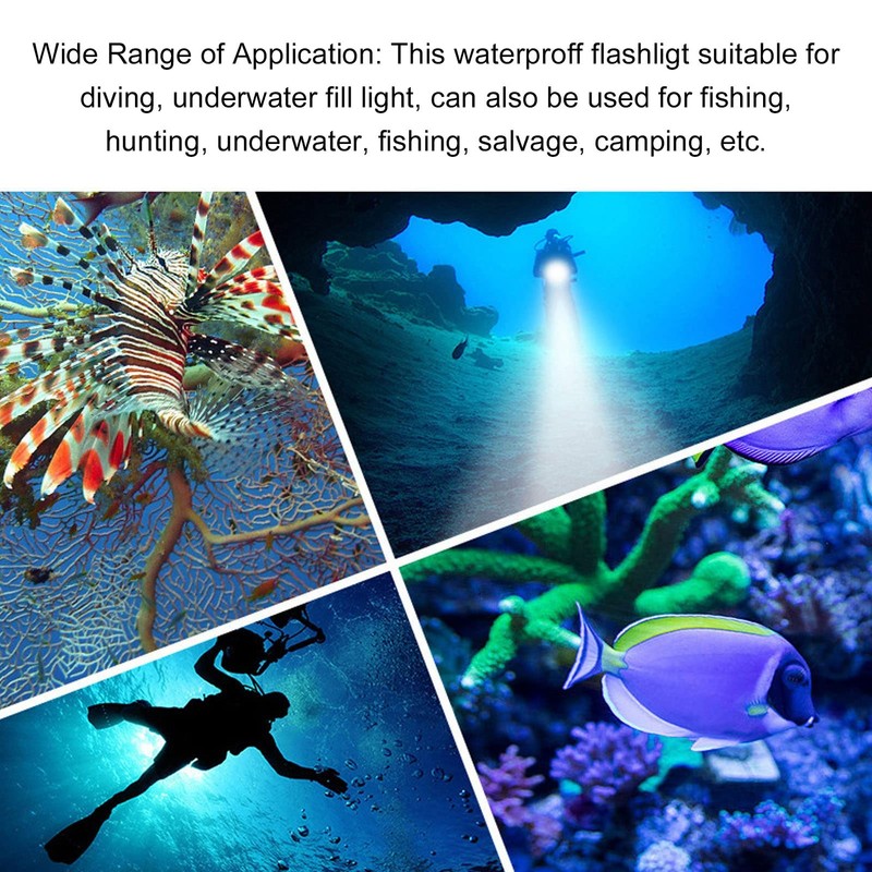 Diving Torch, Waterproof Underwater LED Torch, 5000LM Diving Torch for
