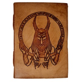 Purpledip Leather Journal 'Khnum, God Of Water': Vintage Egyptian Design Diary Notebook (12583)