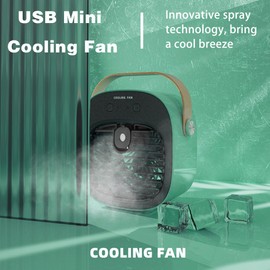 gootu Portable Air Conditioner6000mAh Rechargeable Mini Air ConditionerUSB Personal Air Conditioner3-speed Silent Air Cooler for DesktopOfficeBedroomStudyTraveling & Indoor/Outdoor Activities-Green