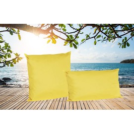 JACK Set of 2 Outdoor Lounge Cushions 45 x 45 cm + 30 x 50 cm Decorative Cushions Including Filling, Waterproof Seat Cushion, Garden Lotus Effect, Colour: Yellow