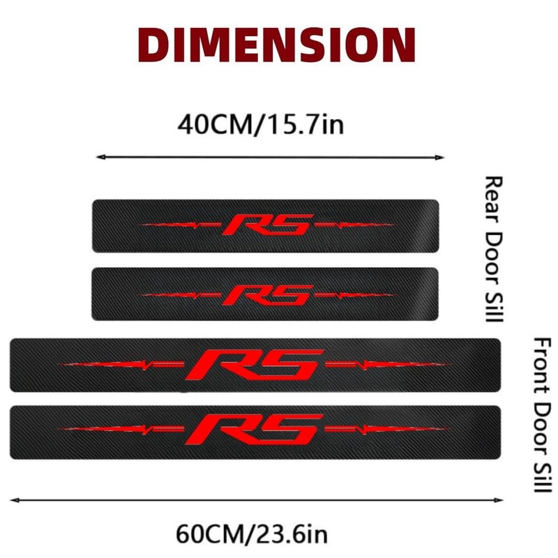 4PCS Car Door Sill Protectors Carbon Fiber Leather Sticker Automotive
