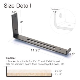 LEOPO 12 Inch Shelf Bracket for DIY Floating Shelf, 1/5 inch Thick Openwork Heavy Duty Bracket with Hook, 4 Pack, 11.25” x 6” x 1.5”