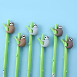 6 Pieces Cute Cartoon Gel Ink Pens,Cartoon Writing Pens 0.5 mm black ink,Writing Smooth, Cool Pens for School Office Home Student Kids Present (Cute Sloth)
