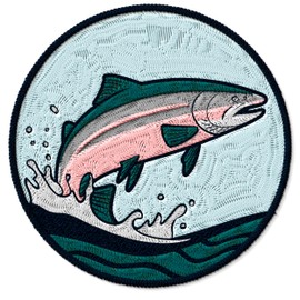 Salmon Patch for Clothes – Embroidered Iron on Patch for Backpack Jacket - Fabric Patches for Clothes Souvenirs & Gifts for Animal Lovers ID45095