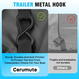 Cerumute Waterproof Center Console Boat Cover with Metal Buckle 20-22ft, Heavy Duty 1200D Marine Grade Polyester Canvas 20’ 21 ft 22 Foot Boat Center Console Covers, Black