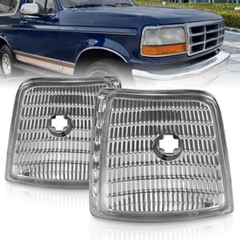 AmeriLite for 1992-1996 Ford F-Series Bronco OE Crystal Chrome Replacement Parking Sider Marker Light Set - Passenger and Driver Side