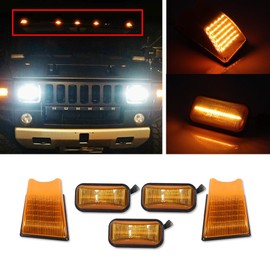 GTINTHEBOX Front Rear Cab Roof light Compatible with 2003-2009 Hummer H2, 2005-2009 Hummer H2 SUT Top Clearance Marker Front Rear Cab Roof lamp Shell,5pcs Amber Lens & 5pcs Red Lens