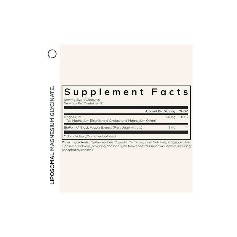 Codeage Suplemento de Glicinato de Magnesio Liposomal - Pastillas de