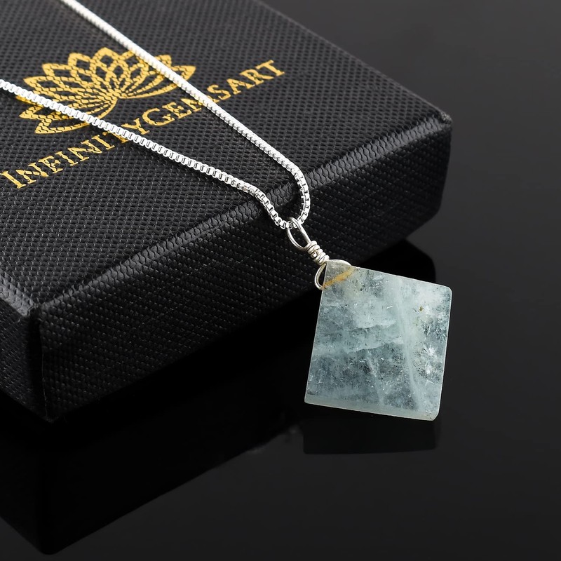 InfinityGemsArt Natural Raw Aquamarine Stone Flat Rough Crystal Gemstone Dainty