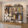 Heavy Duty Wardrobe Rack Storage Shelves Adjustable Rolling Closet Organizer
