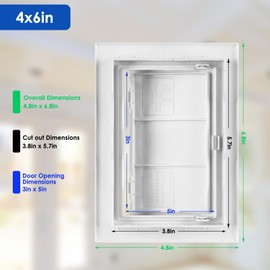 KitchenRaku Access Panel - Paintable Easy Access Doors with Hidden Hinges, Flush Fit ABS Inspection Hatch for Drywall, Wall and Ceiling Electrical Plumbing (4 x 6 inch)