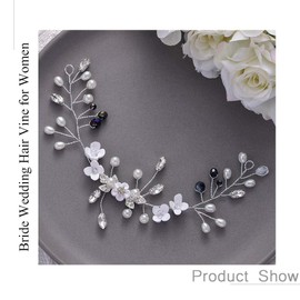 Zoestar Flower Bridal Headband, Silver Beaded Crystal Headbands with Beaded Bridal Headbands for Women and Girls