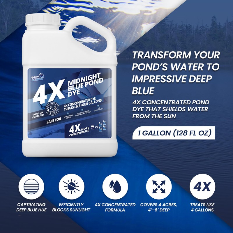 1 Gallon Midnight Blue Pond Dye, 4X Concentrate Pond Dye